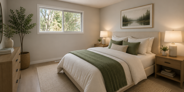 upper master bedroom view with furniture